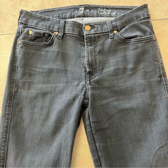 7 For All Mankind Faded Black Kimmie Straight Leg Stretch Denim Jeans - Picture 3 of 11